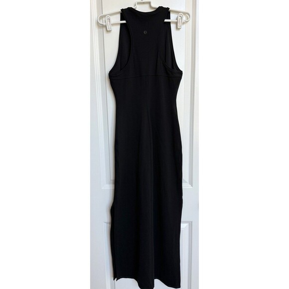 Lululemon Get Going Dress Black 6 Athletic Slim Fitting Midi Dress Casual Travel - Picture 3 of 7